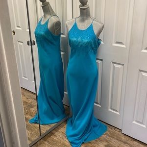 Cachet Blue Dress with Beading Sz 12
